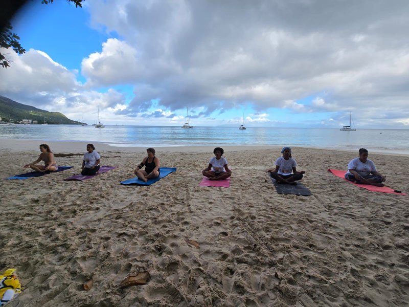 Gandhi Jayanti 2025 - Thematic Activities - Yoga at Beau Vallon Beach on 15th September.